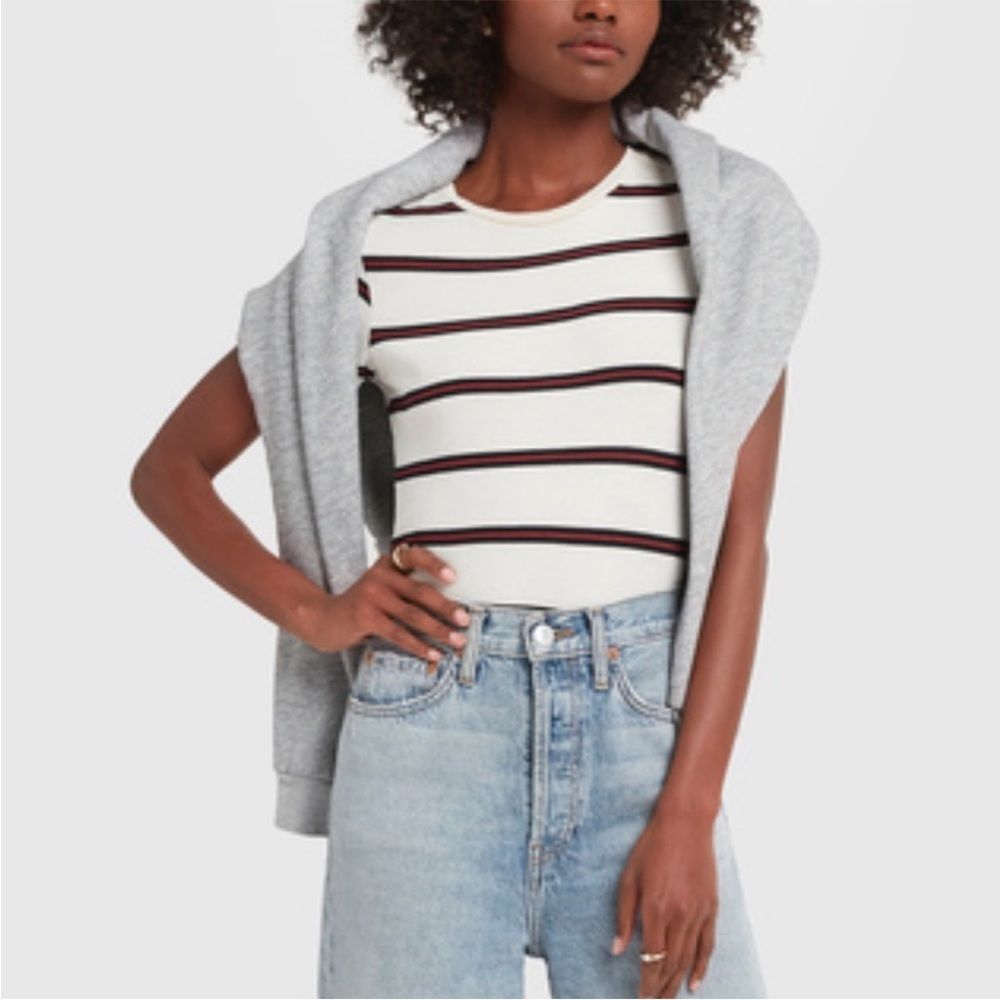 RE/DONE 60s Slim Tee Bodysuit Stripe Short Sleeve S